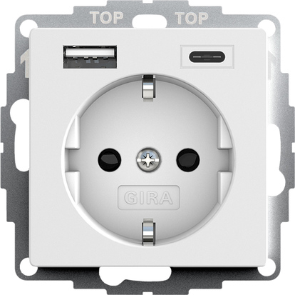 Розетка з USB 2-гн тип A/C System 55, білий матовий