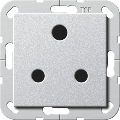 Розетка (BS 546) Round Pin 15 зі шторками System 55, алюміній