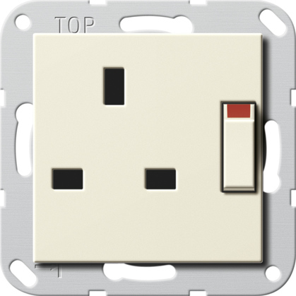 Розетка (BS 1363-2) 13 A switched зі шторками System 55, кремовий глянцевий