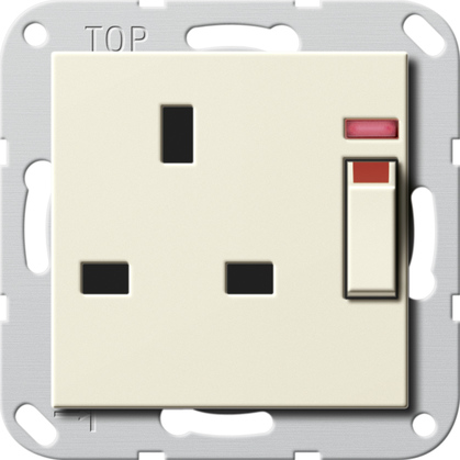Розетка (BS 1363-2) 13 A switched з контр.лампою та шторками System 55, кремовий глянцевий
