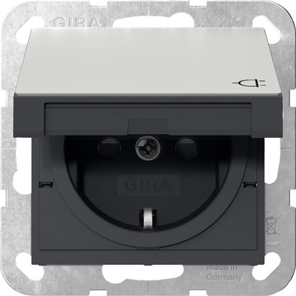Розетка з кришкою та шторками System 55, сталь