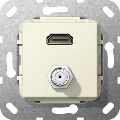 HDMI, гніздо SAT F перехідник, кремовий глянцевий