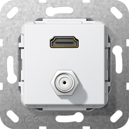 567503 HDMI, гніздо SAT F перехідник, білий глянцевий - Зображення 1