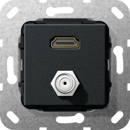 HDMI гніздо SAT F перехідник, чорний матовий