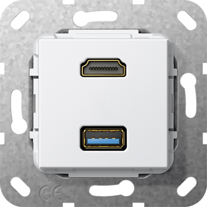 HDMI та USB 3.0 тіпа А перехідник, білий глянцевий