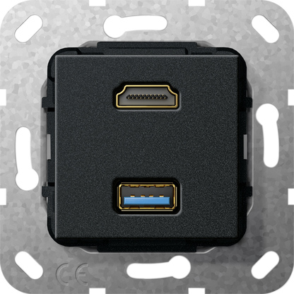 HDMI та USB 3.0 тіпа А перехідник, чорний матовий