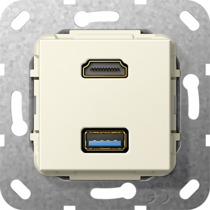 567901 HDMI та USB 3.0 тіпа А розгалужувальний кабель, кремовий глянцевий - Зображення 1