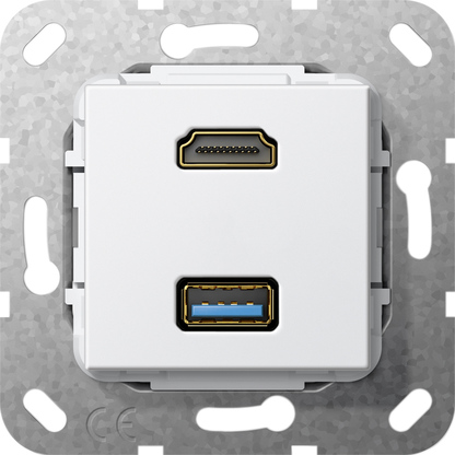 HDMI та USB 3.0 тіпа А розгалужувальний кабель, білий глянцевий