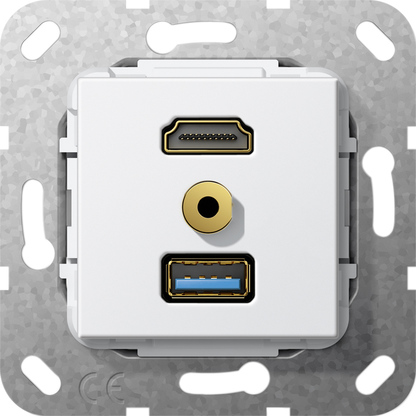 HDMI, USB3.0 A, Mіні джек 3,5мм розгалужувальний кабель, білий глянцевий