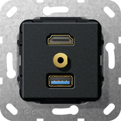 568110 HDMI USB3.0 A Mіні джек 3.5мм розгалужувальний кабель, чорний матовий - Зображення 1