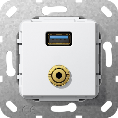 USB 3.0 A міні-джек перехідник/розгалужувальний кабель, білий глянцевий