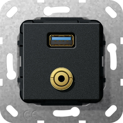 USB 3.0 A міні-джек розгалужувальний кабель, чорний матовий