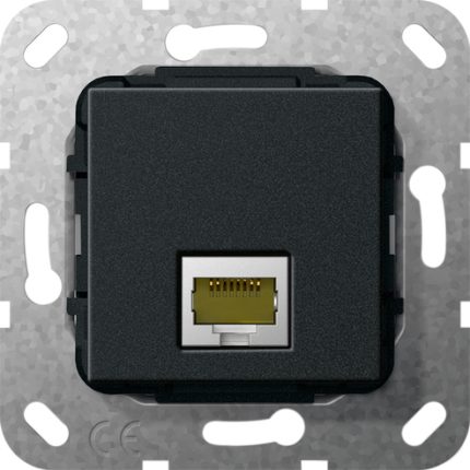Modular Jack RJ45 кат.6A 10 Гбит Ethernet перехідник, чорний матовий
