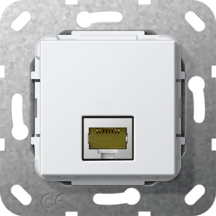 Modular Jack RJ45 кат.6A 10 Гбит Ethernet обтиск, білий глянцевий