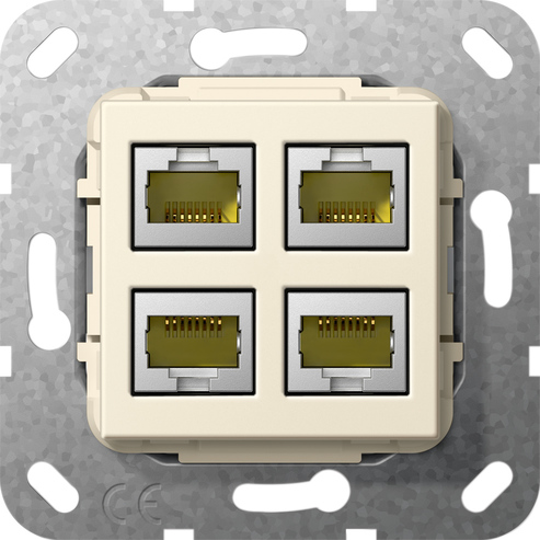 569901 Modular Jack RJ45 кат.6A 10 Гбит 4-м обтиск, кремовий глянцевий - Зображення 1