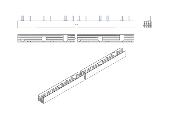 3695S 3695S Busbar, 4 pole, pin, 10sqmm - Зображення 1