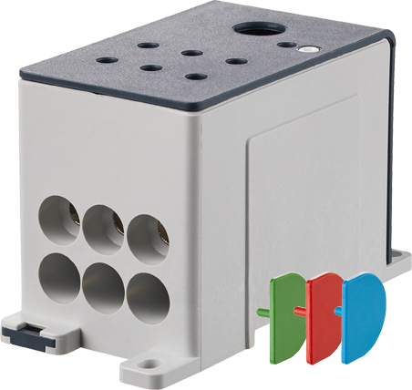 38688C 38688C Distribution block 1 pole 240sqmm max. 600A 6 outgoings with colour coding - Зображення 1