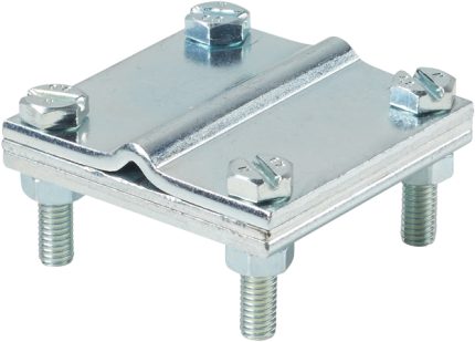 930 Cross connector with intermediate plate for steel strap and round conductors; up to 35 mm width