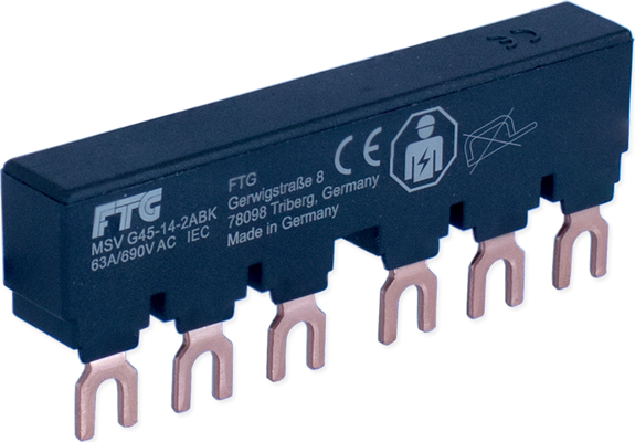 MSV-G45-14-2ABK MSV G45-14-2ABK Busbars for MCBs 3 pole 10sqmm 2 devices - Зображення 1