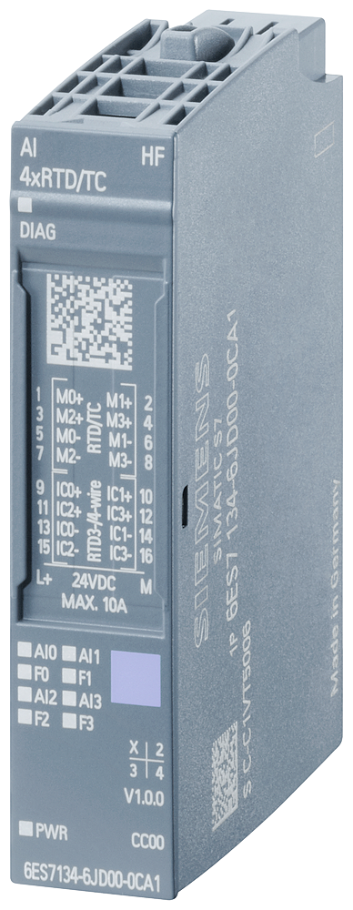 6ES7134-6JD00-2CA1 ET 200SP, AI 4xRTD/TC 2-/3-/4-Wi...
