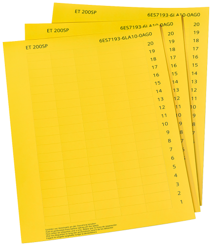 6ES7193-6LA10-0AG0 1000 labeling Stripes A4, yellow