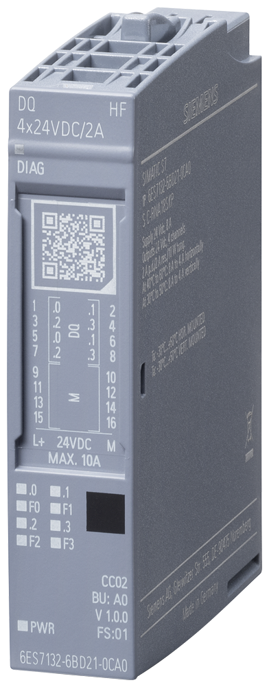 6ES7132-6BD21-0CA0 ET 200SP, DQ 4x24VDC/2A HF, PU 1