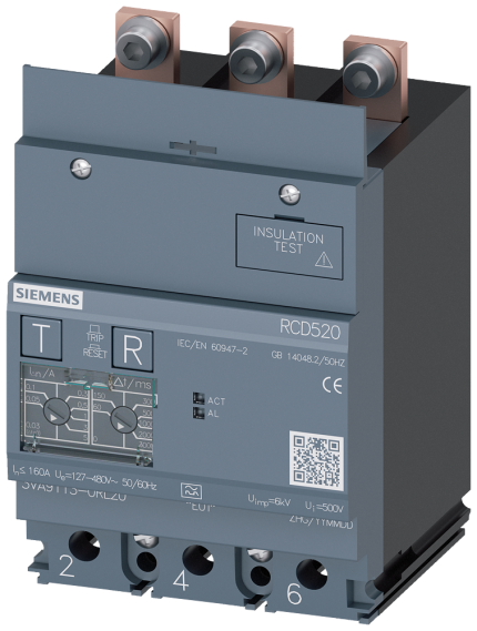 3VA9113-0RL20 RCD-MODULE RCD520 3P I=160A U=12...