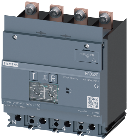 3VA9114-0RL20 RCD-MODULE RCD520 4P I=160A U=12...