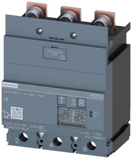 3VA9213-0RL20 RCD-MODULE RCD520 3P I=250A U=12...