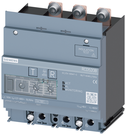 3VA9113-0RL21 RCD-MODULE RCD520B 3P I=160A U=1...