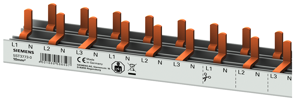 G_I202_XX_50037P 5ST3773-0 Pin Busbar 10mm2, 3p/N Comp 1000mm - Зображення 1