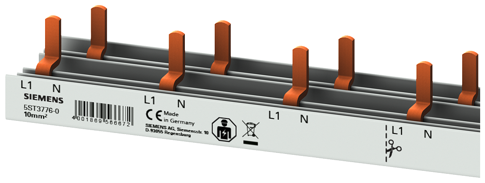 G_I202_XX_50040P 5ST3776-0 Pin Busbar 10mm2, 1p/N AFD+Comp ... - Зображення 1