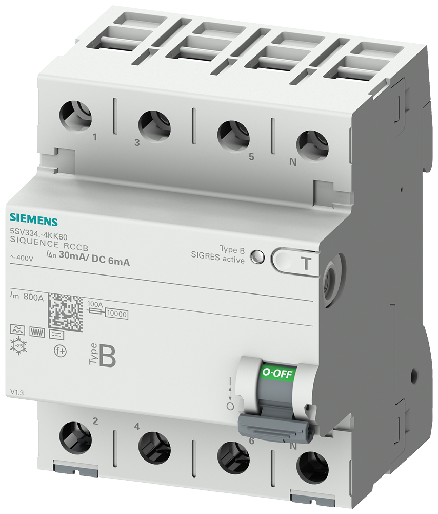 G_I202_XX_69708P 5SV3344-4KK60 RCCB TYPE B 40/4 30MA 6MA DC 4MW - Зображення 1