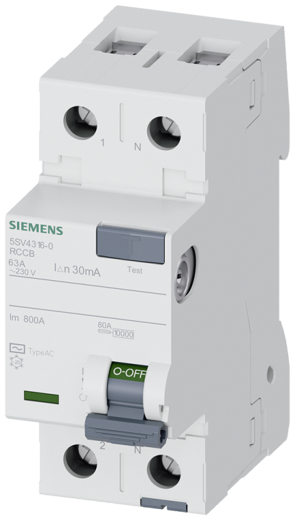 5SV4316-0 RCCB TYPE AC 63/2 30MA 2MW