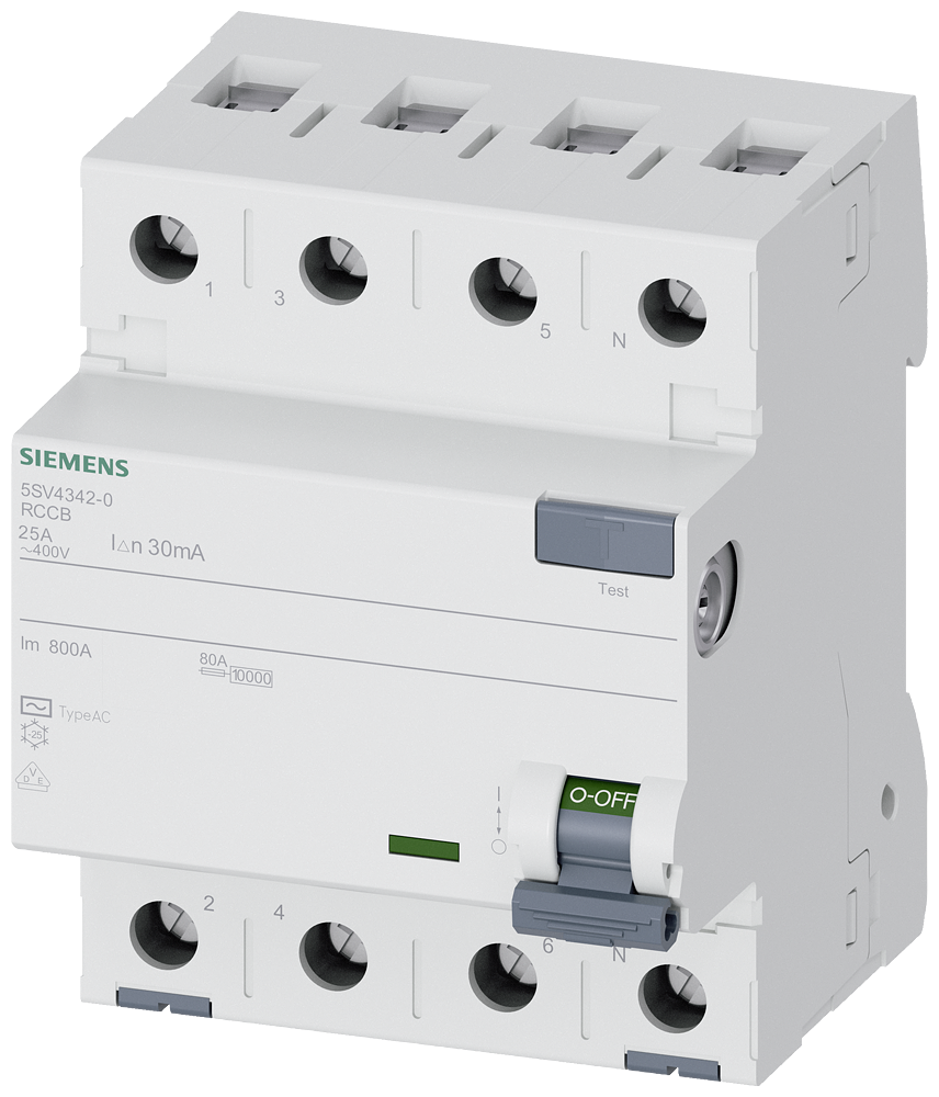 G_I202_XX_87232P 5SV4342-0 RCCB TYPE AC 25/4 30MA 4MW - Зображення 1