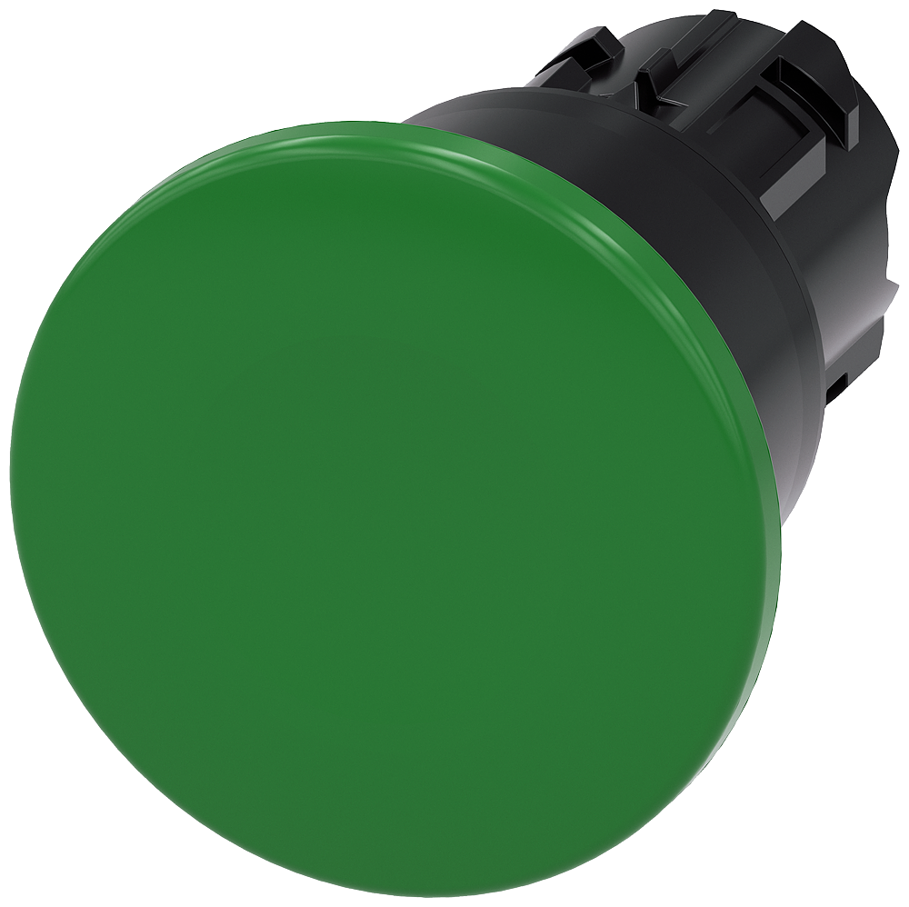G_IC03_XX_06842P 3SU1000-1BA40-0AA0 Mushroom pushbutton, 40mm, green - Зображення 1