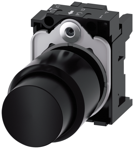3SU1200-0FB10-0AA0  Pushbutton, black, extended stroke