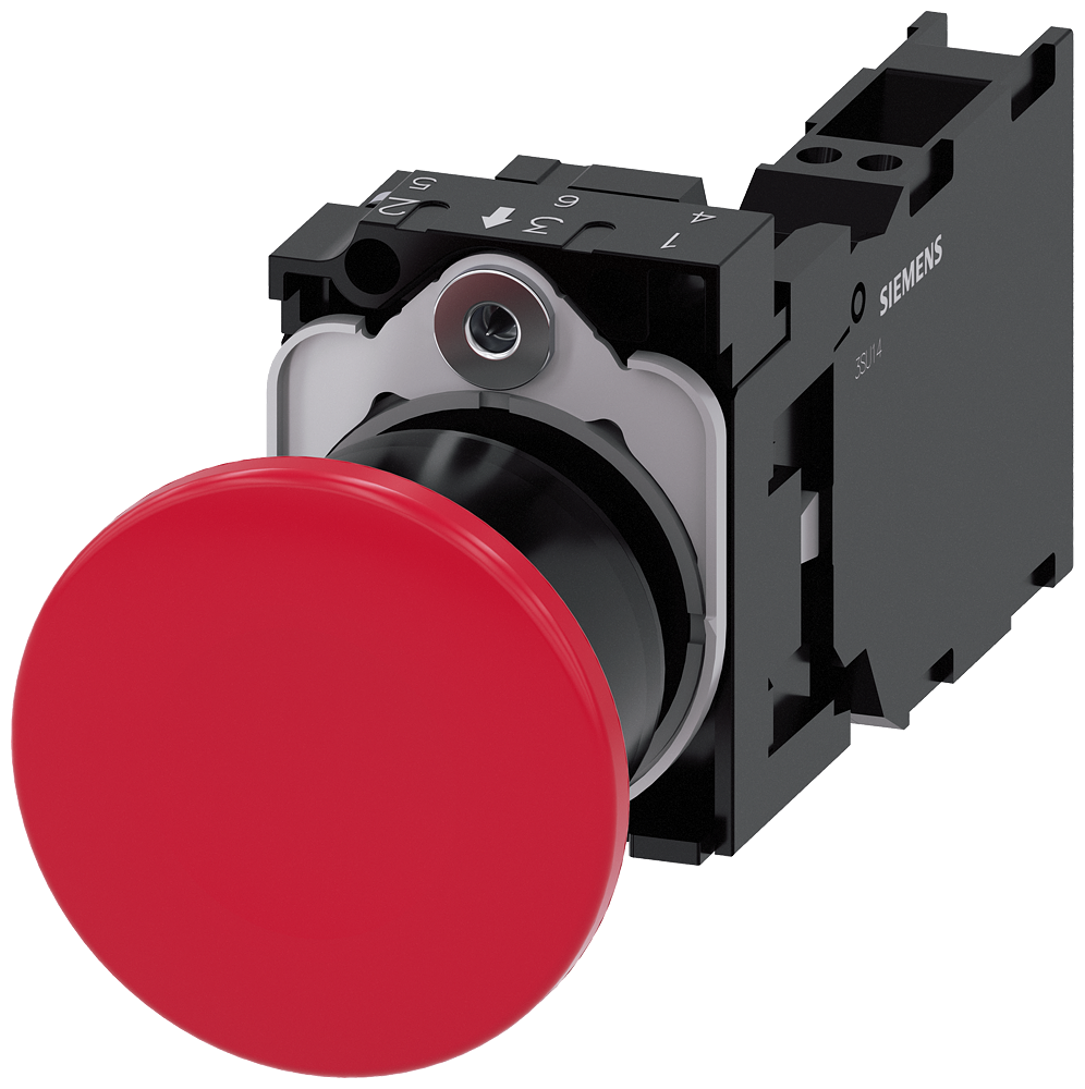 G_IC03_XX_07234P 3SU1100-1BA20-3FA0 Mushroom pushbutton, 40mm, red - Зображення 1