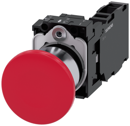 3SU1150-1BA20-1FA0 Mushroom pushbutton, 40mm, red