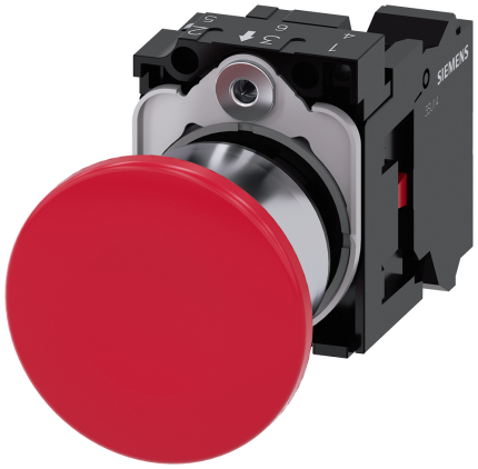 3SU1150-1BA20-3CA0 Mushroom pushbutton, 40mm, red