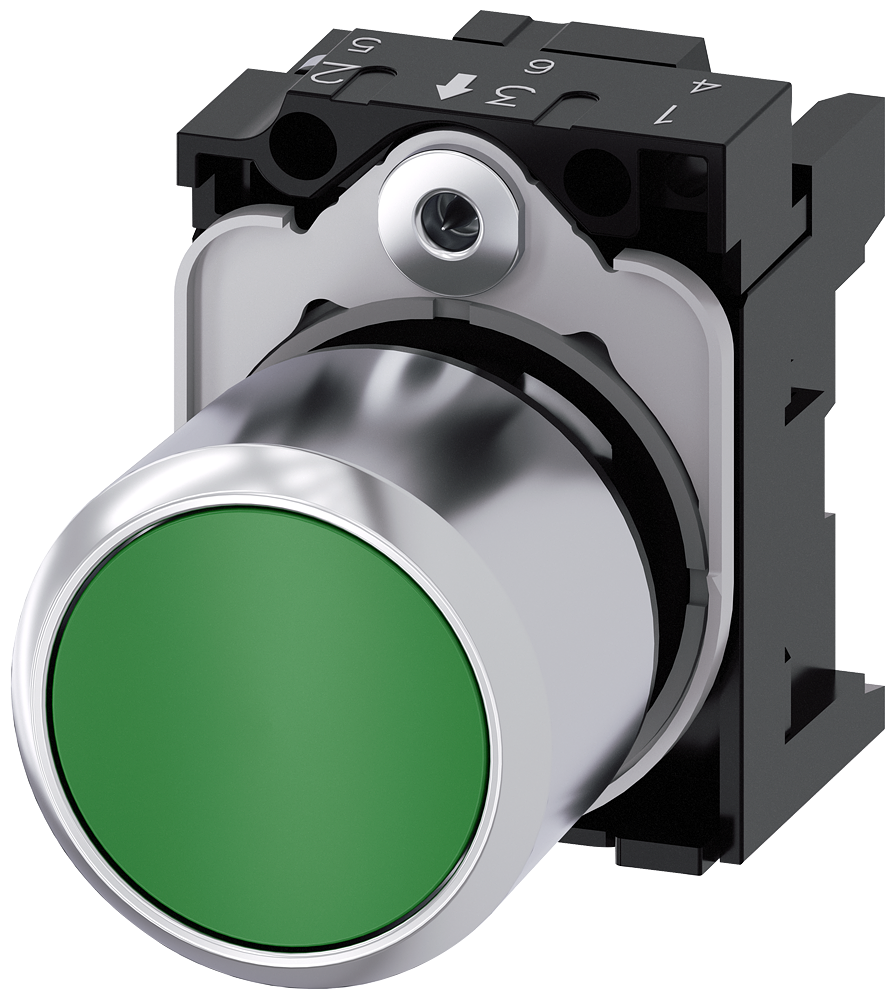 G_IC03_XX_07681P 3SU1250-0EB40-0AA0 Pushbutton, green, extended stroke - Зображення 1