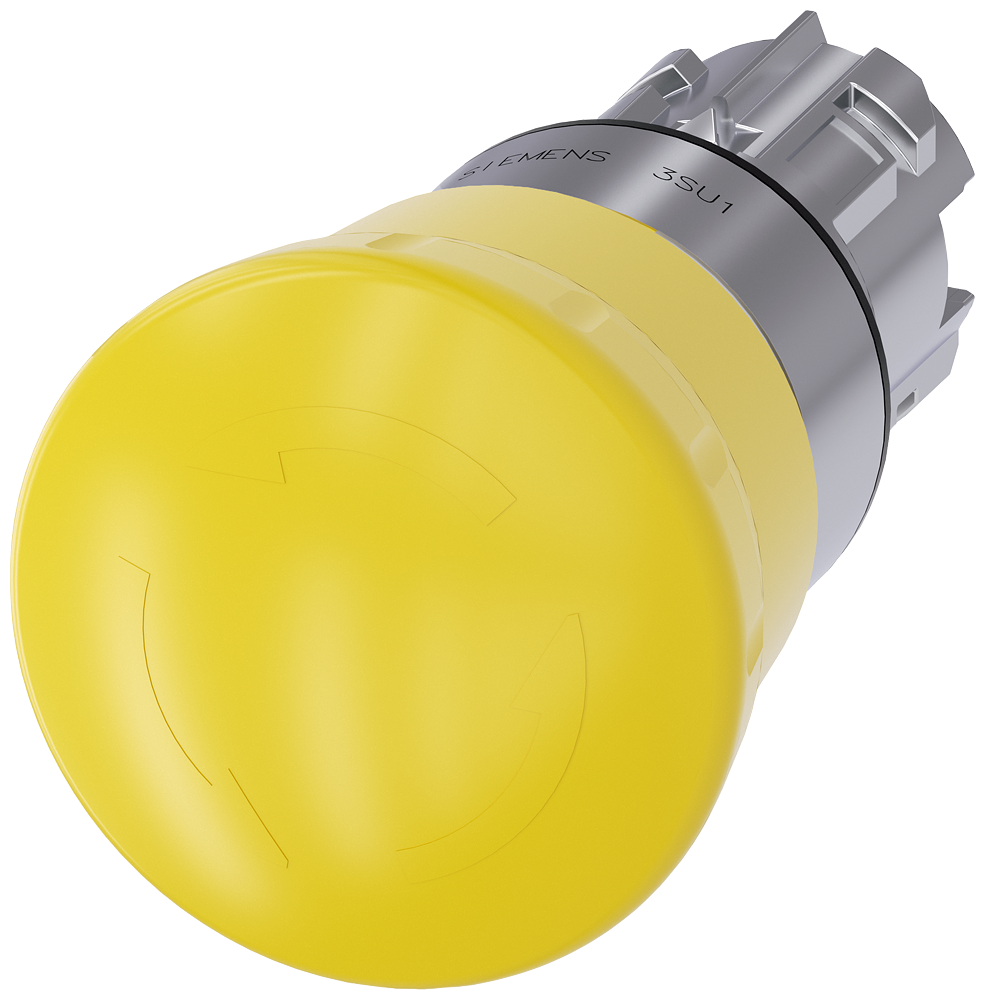G_IC03_XX_09105P 3SU1050-1HB30-0AA0 Mushroom pushbutton, 40mm, yellow - Зображення 1