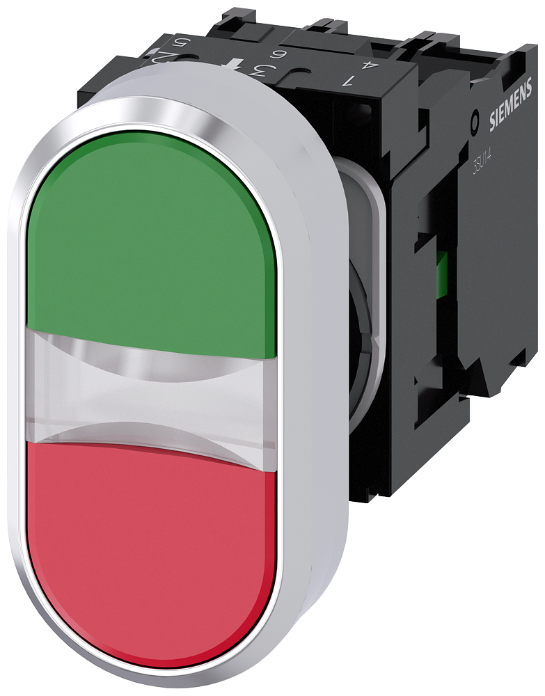 G_IC03_XX_26609P 3SU1158-3AB42-1MA0 Illuminated twin pushbutton, gre... - Зображення 1